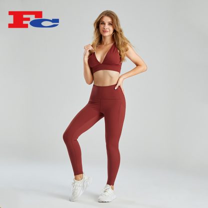 Athletic Clothes In Bulk Deep VSports Bra Sets Supplier - Image 4