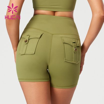 Classic Workwear-Style Yoga Shorts Distressed Metal Decorative Buckles Manufacturer - Image 3