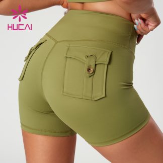Classic Workwear-Style Yoga Shorts Distressed Metal Decorative Buckles Manufacturer