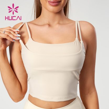 Custom Fake Two-Piece Design Yoga Top With Built-In Pads China Supplier - Image 3