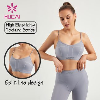 Custom Gym Bras Lady High Strength Split Line Design Gymwear Private Label