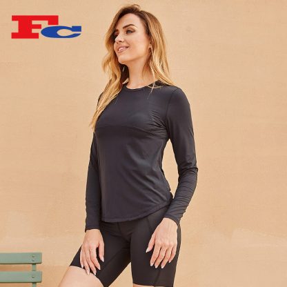 Custom Manufacture Mesh Long Sleeve Running Sports T-Shirt For Women - Image 2