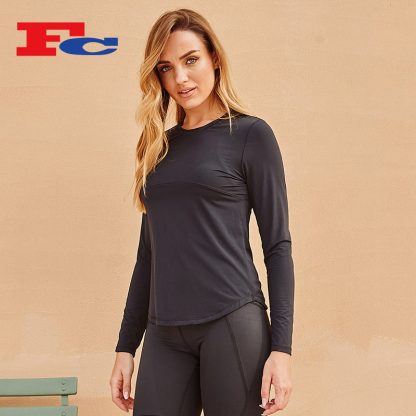 Custom Manufacture Mesh Long Sleeve Running Sports T-Shirt For Women - Image 3
