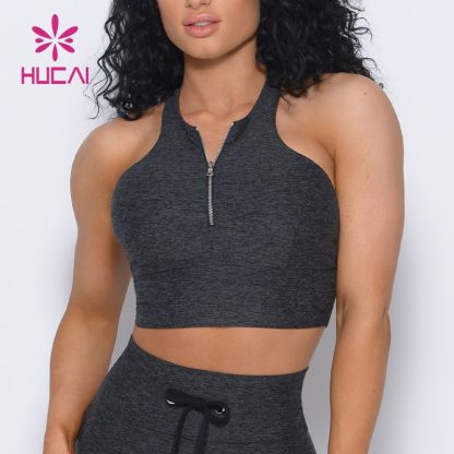 Custom Racer Back Yoga Wear Zip Front Secure Sports Bras Yoga Vest Manufacturer - Image 3