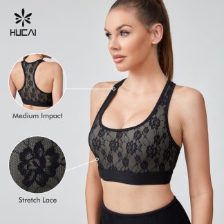 Custom Sports Bra Sexy Lace Strech Spandex Gym Vest For Women