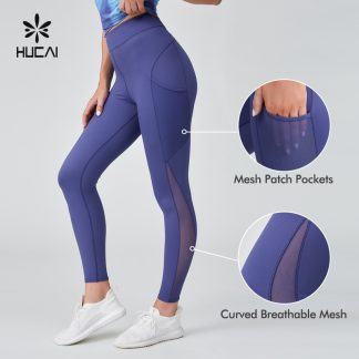 Custom Sports Legging Polyester Spandex Patchwork Mesh Gymwear