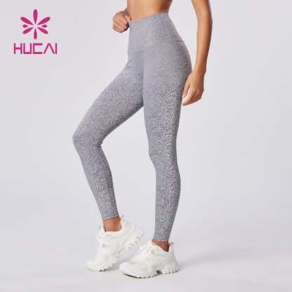 Custom Sports Leggings Reflective Fabric High Waist Tights Manufacturer