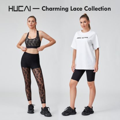 Custom Sports Pant Nylon Spandex Waist Lace Mesh Fitness Legging - Image 5