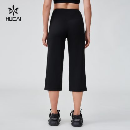 Custom Sports Pant Polyester Spandex High Waist Capri With Pocket - Image 3