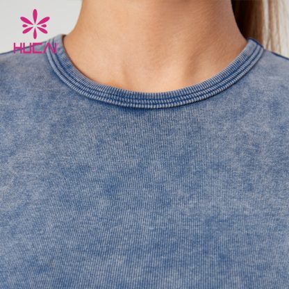 Custom Sportswear OEM Washed Ribbed V Tank Top Fashion Gym Wear For Women - Image 4