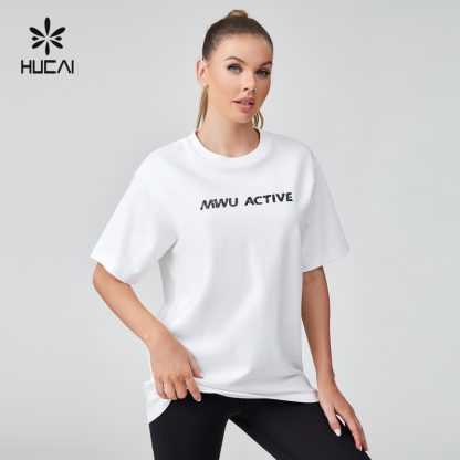 Custom T Shirt Cotton Heavy Weight Oversized Gym Wear For Women - Image 2