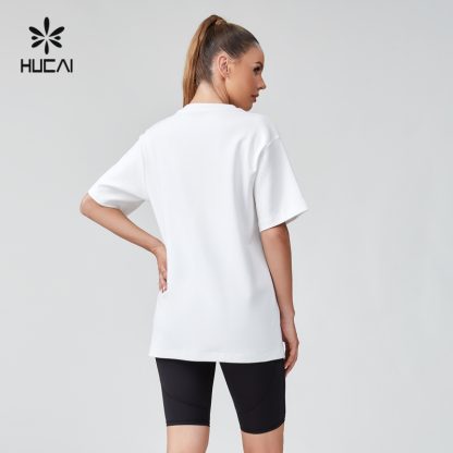 Custom T Shirt Cotton Heavy Weight Oversized Gym Wear For Women - Image 3