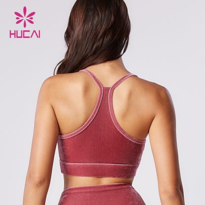 Custom Velvet Fabric Bra Front Distinctive Folds Detail Gym Clothes Factory - Image 5