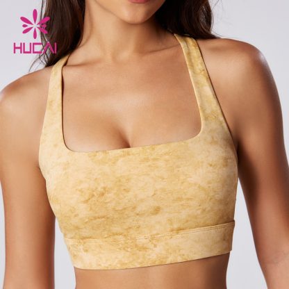 Custom Yoga Bra Classic Medium High Strength Wood Yellow Yoga Wear Supplier - Image 2