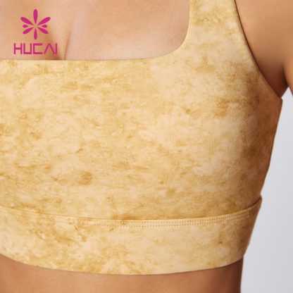 Custom Yoga Bra Classic Medium High Strength Wood Yellow Yoga Wear Supplier - Image 4