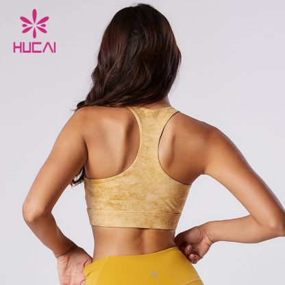 Custom Yoga Bra Classic Medium High Strength Wood Yellow Yoga Wear Supplier - Image 5