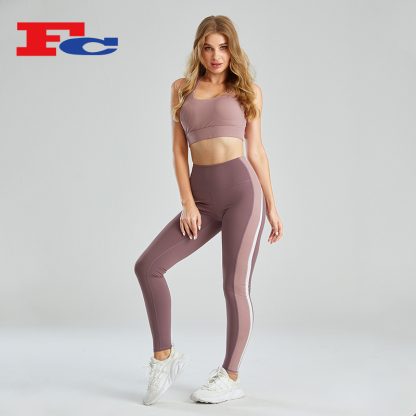 Custom Yoga Bra Solid Color Contrast Design Fitness Wear For Women - Image 2