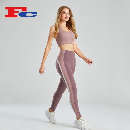 Custom Yoga Bra Solid Color Contrast Design Fitness Wear For Women - Image 4