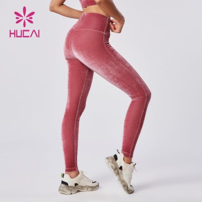 Custom Yoga Pants Classic Mid-high Waist Velvet Fabric Leggings Supplier