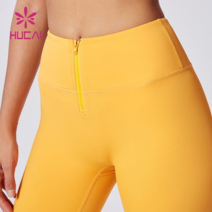 Custom Yoga Pants Women Tights Zip Front High Elastic Leggings Factory - Image 4