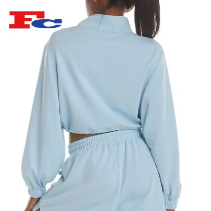 High Neck with Zipper Loose Women Sweatshirt Custom Manufacturer - Image 2