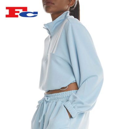 High Neck with Zipper Loose Women Sweatshirt Custom Manufacturer - Image 3
