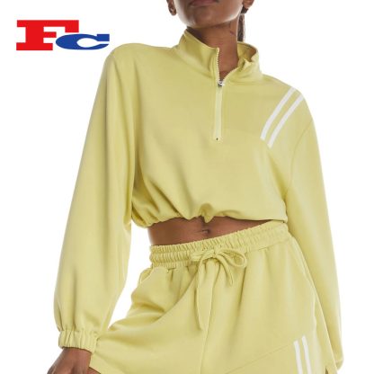 High Neck with Zipper Loose Women Sweatshirt Custom Manufacturer - Image 4