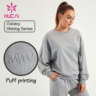Lady Sweatshirts 100%Cotton Shining Fabric ODM Fitness Hoodies Supplier