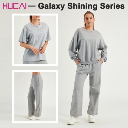 Lady Sweatshirts 100%Cotton Shining Fabric ODM Fitness Hoodies Supplier - Image 5