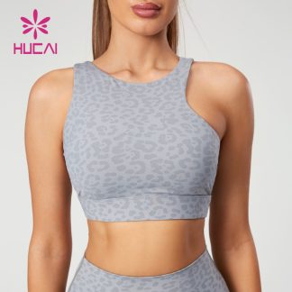 New Asymmetrical Shape Sport Bras Leopard Print China Activewear Manufacturer