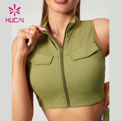 New Workwear-Style Zippered Yoga Bras High-Neck Design China Activewear Manufacturer - Image 2