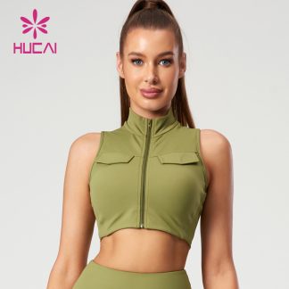 New Workwear-Style Zippered Yoga Bras High-Neck Design China Activewear Manufacturer