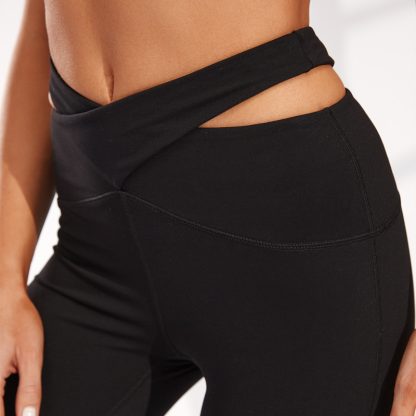 ODM Bell-bottoms Leggings Women Cross Belt Design Yoga Pants Manufacturer - Image 3