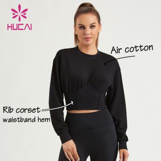 ODM Crop Sweatshirts Contrasting Stripe Air Cotton Women Hoodies Supplier