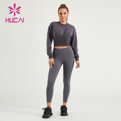 ODM Crop Sweatshirts Contrasting Stripe Air Cotton Women Hoodies Supplier - Image 5