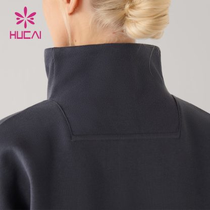 ODM Custom High Neck Hoodies 1/2 Zipper Sports Top Manufactured In China - Image 3