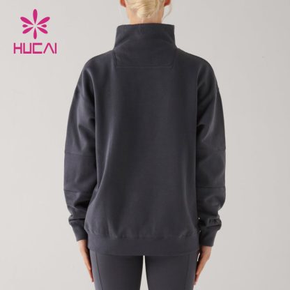 ODM Custom High Neck Hoodies 1/2 Zipper Sports Top Manufactured In China - Image 4