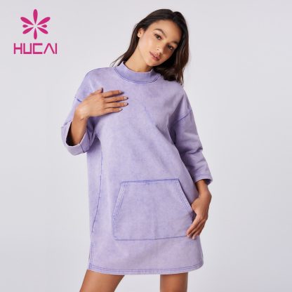 ODM Custom One-piece Dress Washed Long Sleeve Skirts Lounge Wear Supplier - Image 3