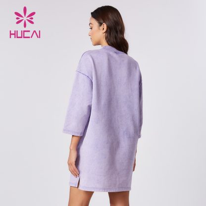 ODM Custom One-piece Dress Washed Long Sleeve Skirts Lounge Wear Supplier - Image 5