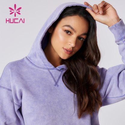 ODM Custom Washed Short Hoodies Fleece Fabric Sports Crop Top Supplier - Image 3