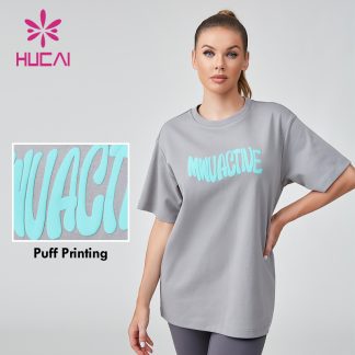 ODM Fitness T-shirt Foam 3D Printed Logo Womens Sports Short Sleeve Manufacturer