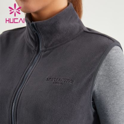 ODM Fitness Waistcoat Women Fleece Fabric Adjustable Hem Vest Supplier - Image 3