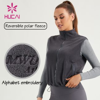 ODM Fitness Waistcoat Women Fleece Fabric Adjustable Hem Vest Supplier