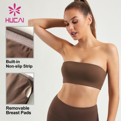 ODM Gym Bras Built-In Anti-Slip Strips Boob Tube Top Activewear Manufacturer