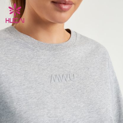 ODM Gym Shirts Women Shining 100% Cotton Printing Short Sleeves Supplier - Image 2