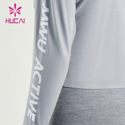 ODM Gym Short Sleeves Shirts 100% Cotton Women Gymwear Letter Decoration - Image 4