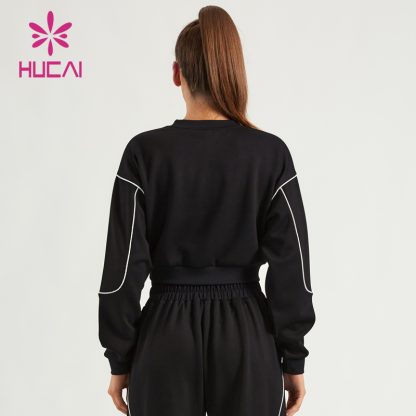 ODM Gym Sweatshirts Contrasting Stripe Air Cotton Women Fitness Hoodies - Image 4
