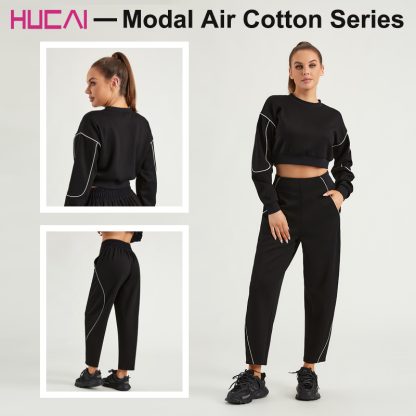 ODM Gym Sweatshirts Contrasting Stripe Air Cotton Women Fitness Hoodies - Image 5