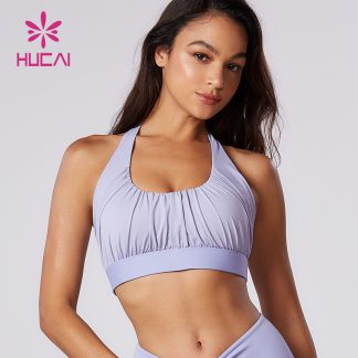 ODM Hanging Neck Yoga Bra Pleated Detail Sports Clothes Factory