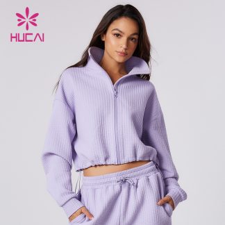 ODM High Collar Short Jacket Sports Full Zipper Crop Top Manufacturer